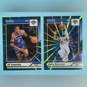 2024-25 Panini Green Lazer NY Knicks Jaylen Brunson & OG Anunoby cards
